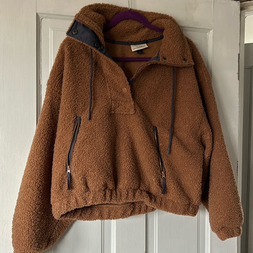 Sherpa half zip brown jacket